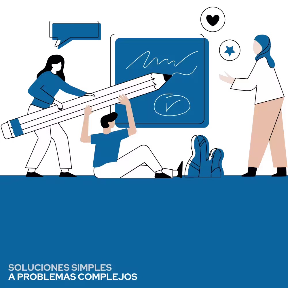 Dos personas dibujando con lapiz gigante y una persona observando